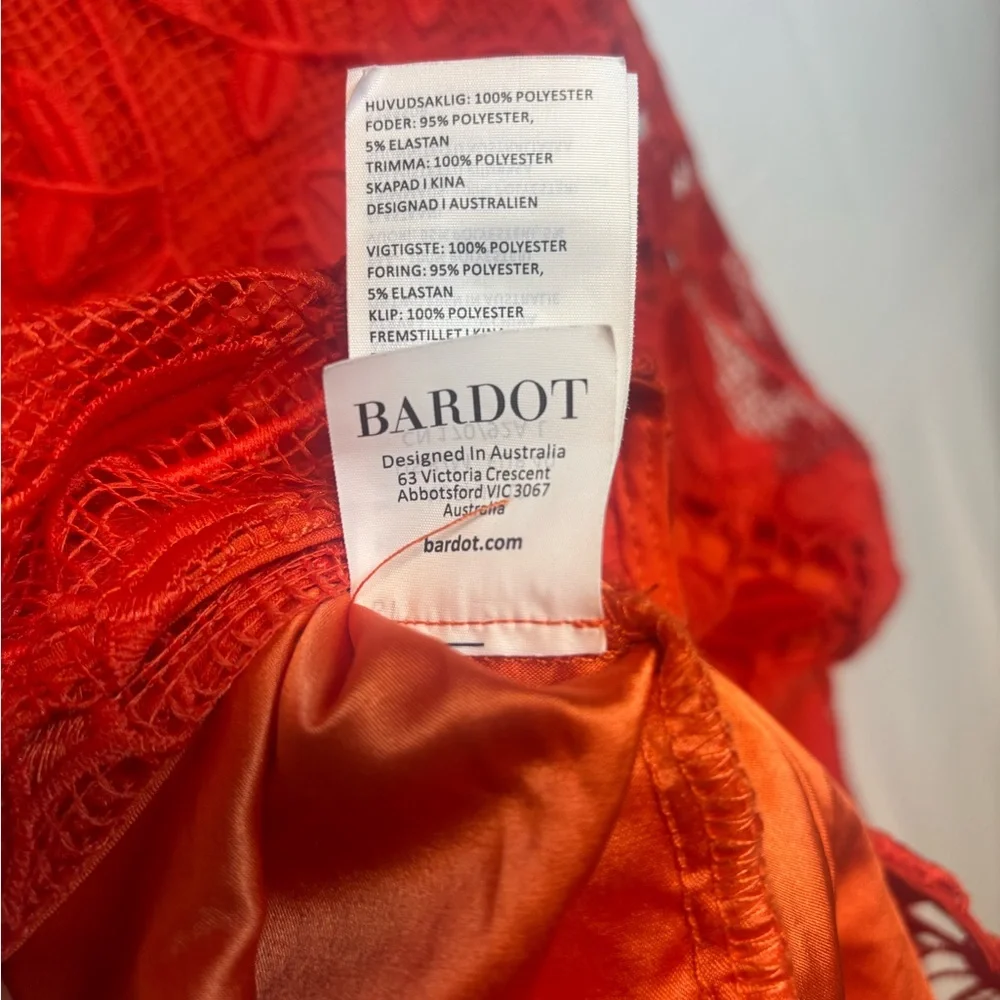 Bardot Vibrant Orange Lace Midi Dress - Picture 6 of 6